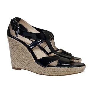 Calvin Klein Womens Emmah Patent Leather Espadrille Sandal Size 7.5